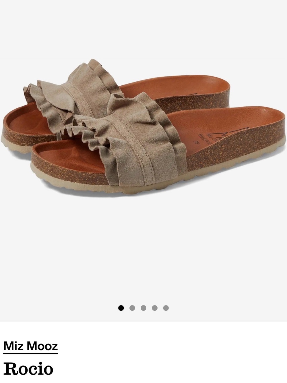 Miz Mooz Ruffled Slide Sandals in Taupe